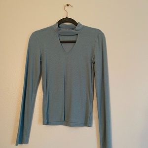 Blue Long Sleeve, Cut Out Chest
